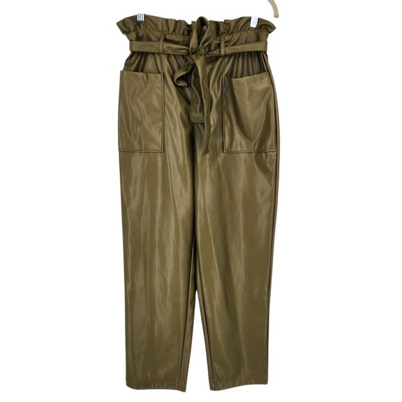 SALE Who What Where Women's Ankle Length Paper Bag Trousers Faux Leather Size 6 - Picture 6 of 8